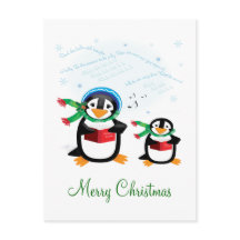 Caroling Penguins - Deck the Halls Carte postale
