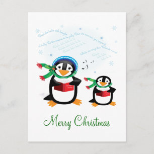 Caroling Penguins - Deck the Halls Carte postale