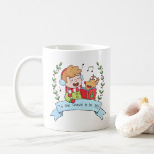 Carols de Noël Garçon et Reindeer Jolly Mug