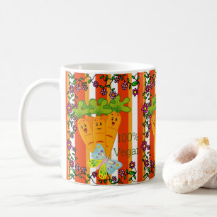 Carottes 100% Vegan, Mug Floral Orange