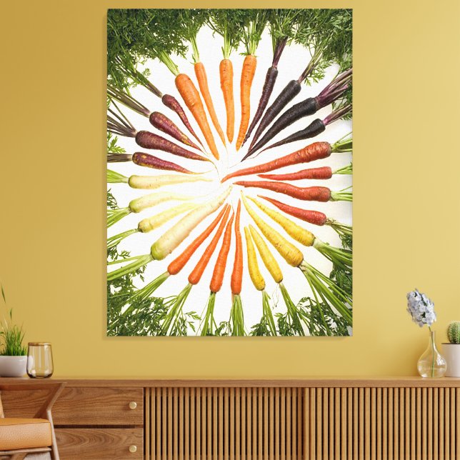 Carottes arc-en-ciel multicolores sur toile (Insitu(Salon))