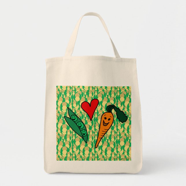 Carottes d'amour de pois, sac réutilisable (Devant)