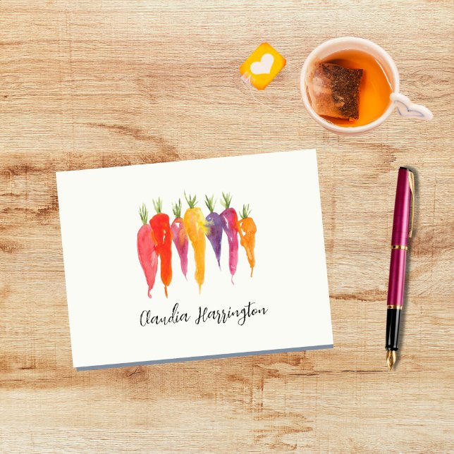Carottes D'Aquarelle Lumineuses À La Main (These cute rainbow carrots can make it a pleasure to catch up on your correspondence!)