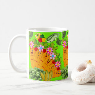 Carottes vertes Pois floraux Mug