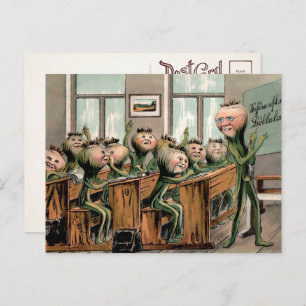 Carottes vintages dans la carte postale de l'école