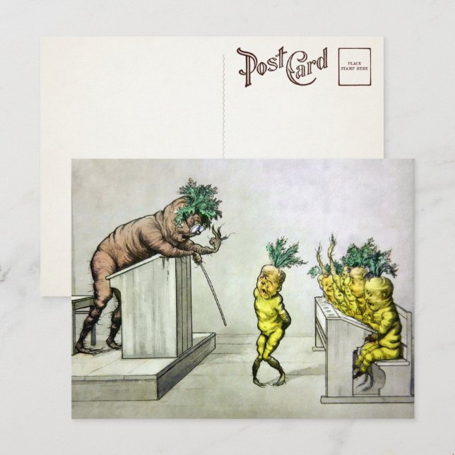 Carottes vintages dans la carte postale de l'école (Devant / Derrière)