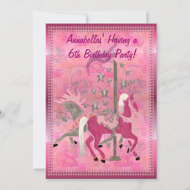 Carousel Dreams Custom Girls Faire-part d'annivers (Devant)