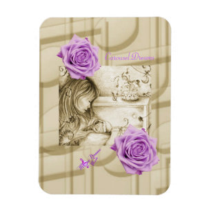 Carousel Dreams Vintage Purple Rose Magnet photo