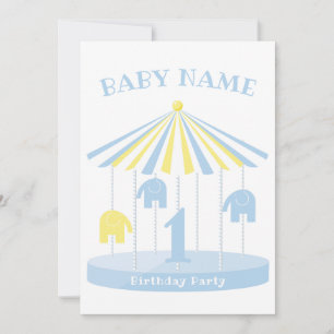 Carousel éléphant Colorée Première Invitation