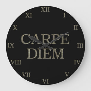 Carpe Diem noir horloge murale chiffres romains