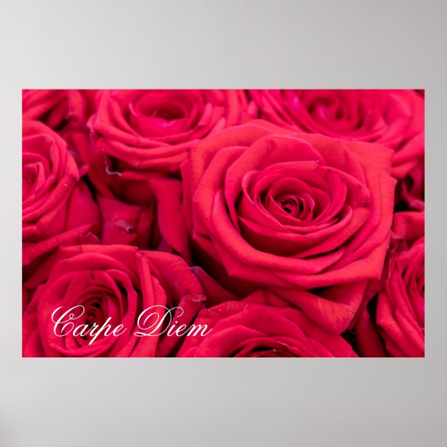 Carpe Diem personnalisable avec Poster de roses ro (Devant)