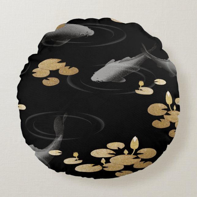 Carpe japonaise traditionnelle Coussin rond (Devant)