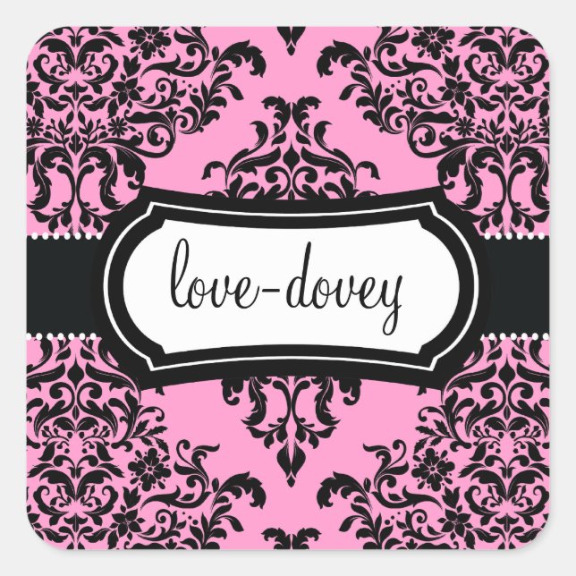 Carré 311 Lovey Dovey Damask Sticker rose (Devant)