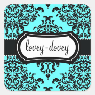Carré 311 Lovey Dovey Damask Sticker Turquoise Blue