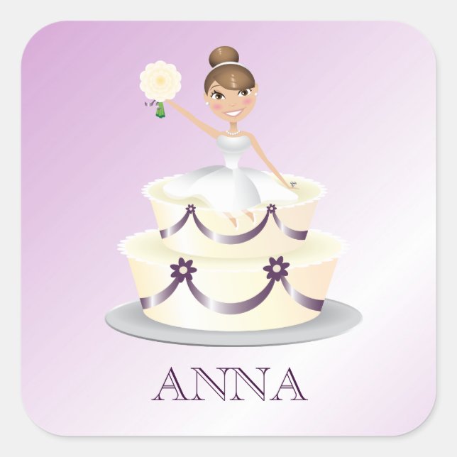 Carré 311 "Miss Wright" Brunette | Sticker d'aubergine (Devant)