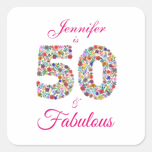 Carré 50 et fabuleux Sticker de célébration d'anniversai (Devant)
