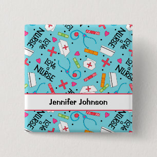 Carré 5 Cm Aimez un badge nominatif de bleu de turquoise