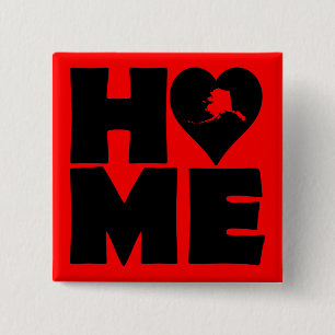 Carré 5 Cm Alaska Accueil Heart State Button Badge Pin