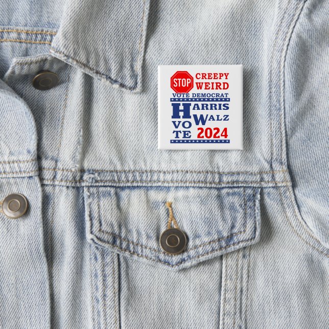 Carré 5 Cm Arrêtez le badge Déplaisant Weird Vote Harris Walz (En situation)