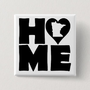 Carré 5 Cm Badge Bouton Épinglette Minnesota Maison Cœur État