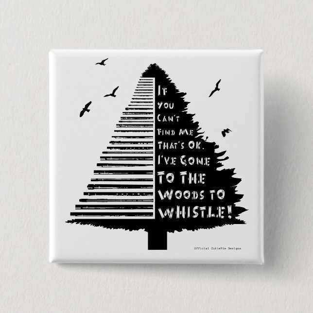 Carré 5 Cm Badge de broche à sifflet en bois (Devant)