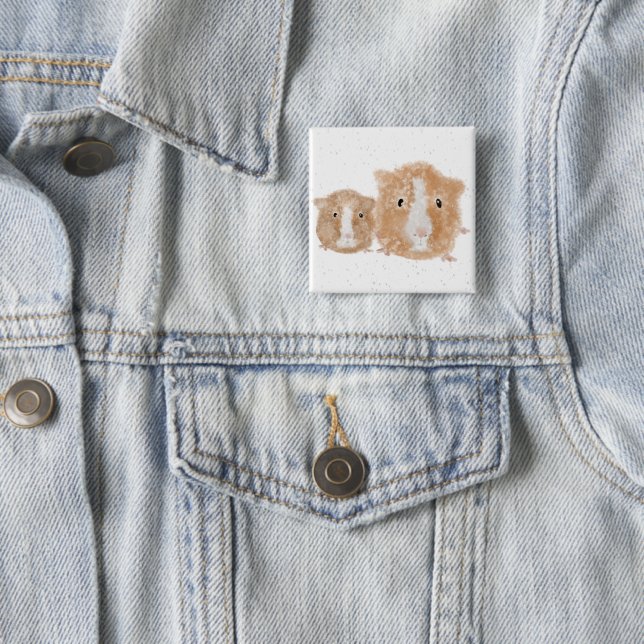 Carré 5 Cm Badge de cochon d'Inde (En situation)