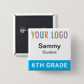 Carré 5 Cm Badge de nom d'élève Bouton de logo de l'école Cie