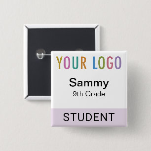 Carré 5 Cm Badge de nom d'élève Bouton de logo de l'école Lil
