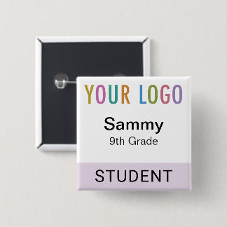 Carré 5 Cm Badge de nom d'élève Bouton de logo de l'école Lil