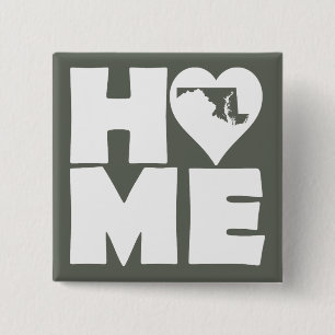 Carré 5 Cm Badge Épingle Bouton Accueil Maison Maryland