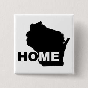 Carré 5 Cm Badge Épingle de Wisconsin Maison Loin de l'État B