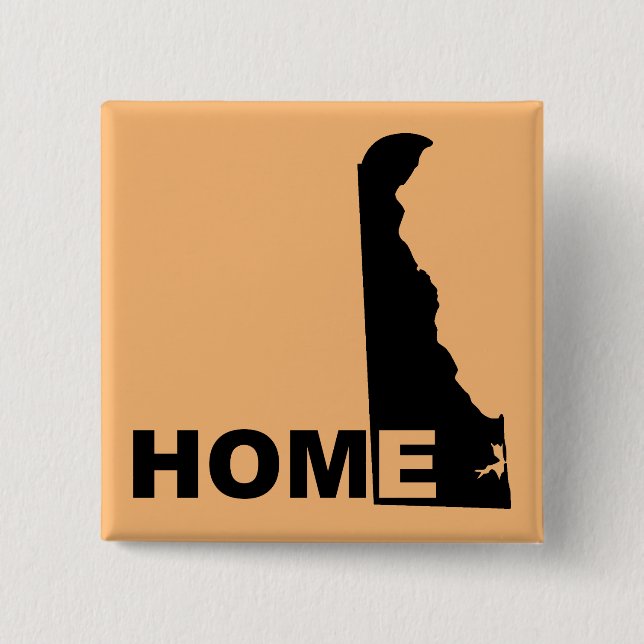 Carré 5 Cm Badge Épingle Delaware Maison Loin de l'État (Devant)