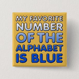 Carré 5 Cm Badge Épingle Drôle Numéro Bleu De L'alphabet