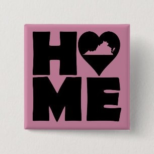 Carré 5 Cm Badge Épingle du cœur de l'État de Virginie