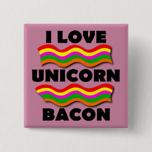 Carré 5 Cm Badge épinglette bouton drôle Bacon Licorne