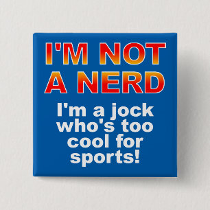 Carré 5 Cm Badge Épinglette Bouton Drôle Jock Nerd