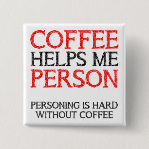 Carré 5 Cm Badge Épinglette Bouton Personne Café Personnifian