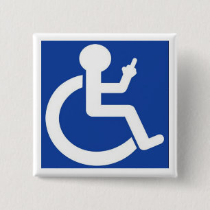 Carré 5 Cm Badge - Funny Wheelchair Désactiver Badge