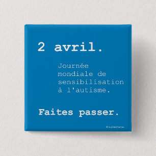 Carré 5 Cm Badge Journée mondiale de l'autisme