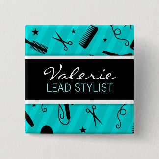Carré 5 Cm Badge nominatif bleu turquoise de salon de