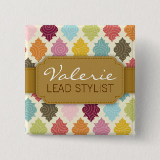 Carré 5 Cm Badge nominatif coloré de coutume de Quatrefoil de