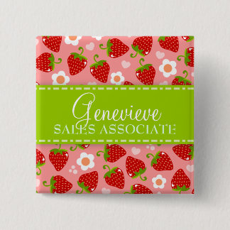 Carré 5 Cm Badge nominatif de coutume de fraises