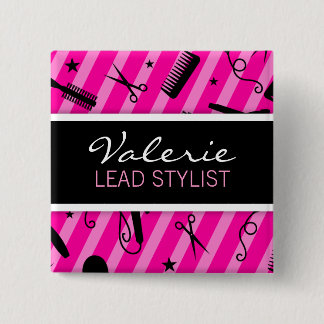 Carré 5 Cm Badge nominatif de salon de coiffure de roses