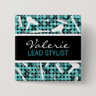 Carré 5 Cm Badge nominatif fascinant turquoise frais de salon