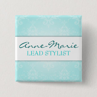 Carré 5 Cm Badge nominatif turquoise de salon de damassé