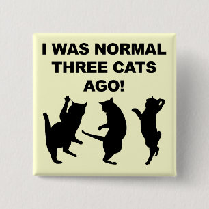 Carré 5 Cm Badge Pin Bouton Drôle d'Il y a Trois Chats Normau