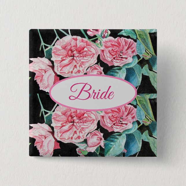 Carré 5 Cm Badge Rose Mère de la Mariée Roses Roses (Devant)