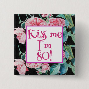 Carré 5 Cm Badge Rose Rose Pink Embrassez-moi, je suis quatre