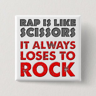 Carré 5 Cm Bouton Badge Drôle de Rap Versus Rock Paper Scisso