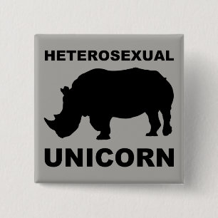 Carré 5 Cm Bouton Badge drôle Rhinocéros Licorne hétérosexuel